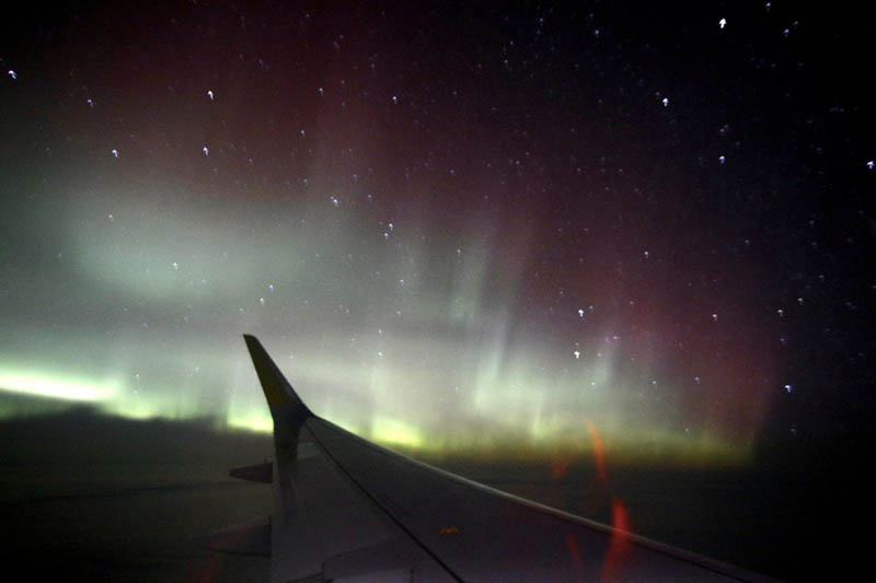 Auroras boreales desde el avión